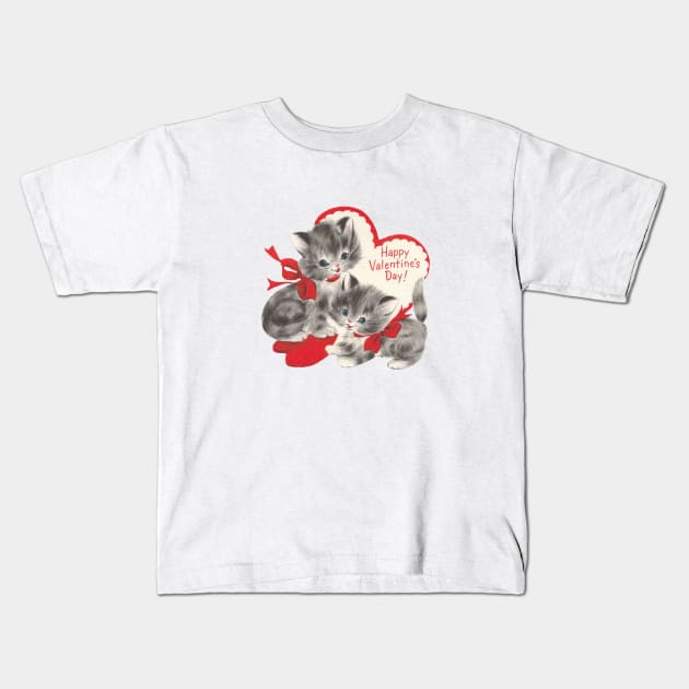 Valentine Kittens Red Bow Kids T-Shirt by tfortwo